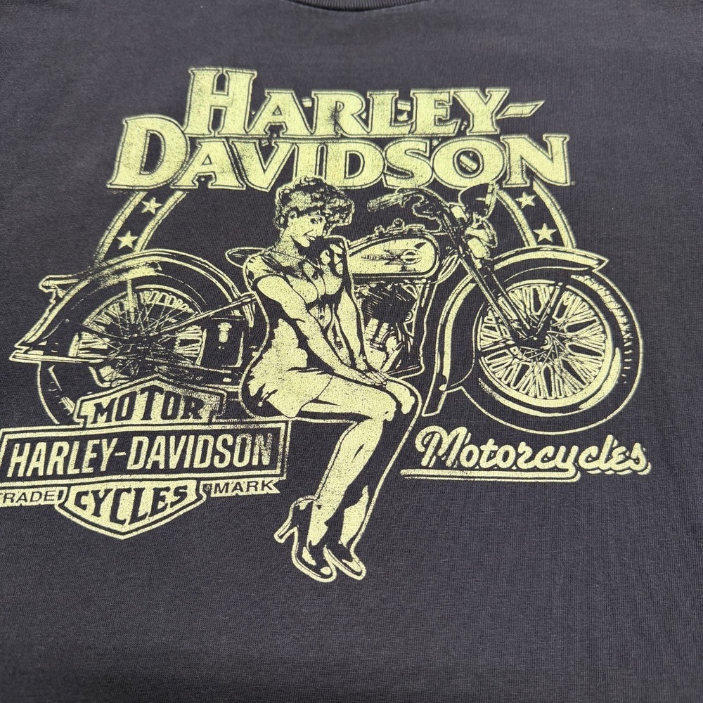 Harley Davidson Shirt Mens XL Black Pinup Girl Biker Visalia CA Motorcycle - Picture 7 of 16